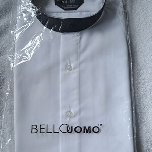 Men's White Shirt with Black Collar